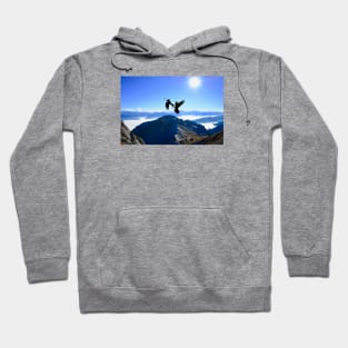 Alpine Jackdaws Panorama / Swiss Artwork Photography Hoodie